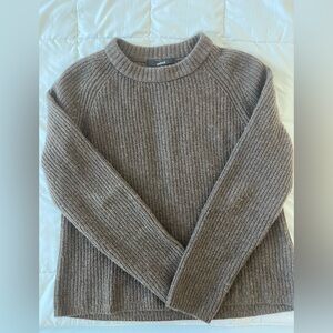 Quince Brown Cashmere Fisherman Crewneck Sweater